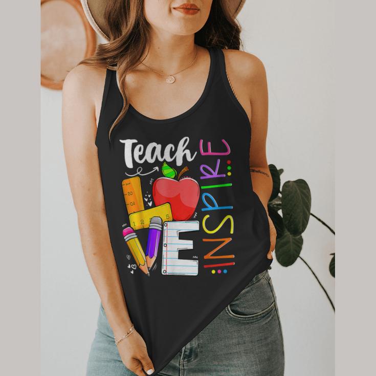 Cute Teach Love And Inspire Men Women Teacher Flowy Tank, funny design Cute Teach Love And Inspire Men Women Teacher Flowy Tank, funny design