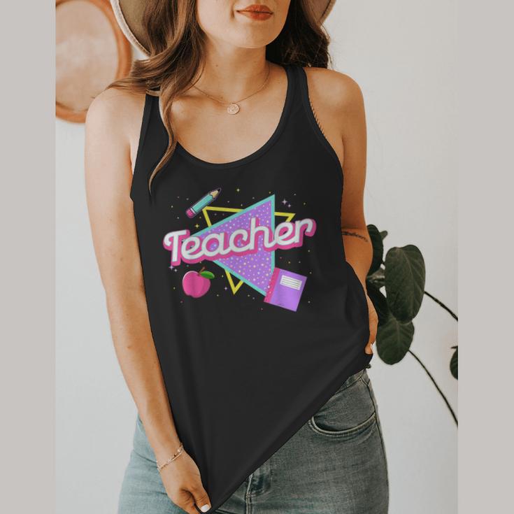 Cute Teacher Shirt 80's 90's Style Retro Old School Teacher For Men Women Flowy Tank, funny design