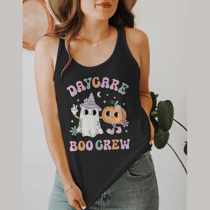 Daycare Boo Crew Groovy Halloween Floral Ghost Kid Teacher Flowy Tank, funny design