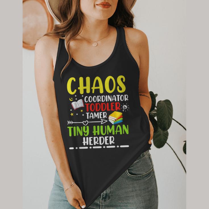 Daycare Teacher School Chaos Coordinator Toddler Tamer For Men Women Kids Flowy Tank, funny design