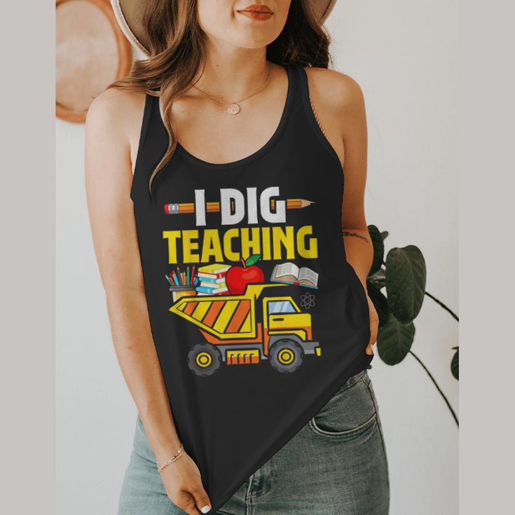 I Dig Teaching Dump Truck Construction Back School Teacher Flowy Tank, funny design