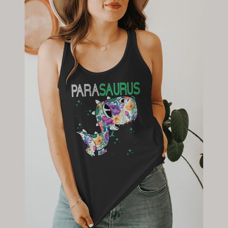 Dino Para Professional Teacher Collection T-Rex Dinosaur Paraeducator Assistant Teacher Flowy Tank, funny design