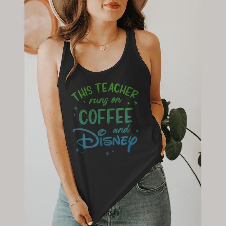 Disney This Teacher Runs On Coffee And Disney Gradient Logo Flowy Tank, funny design