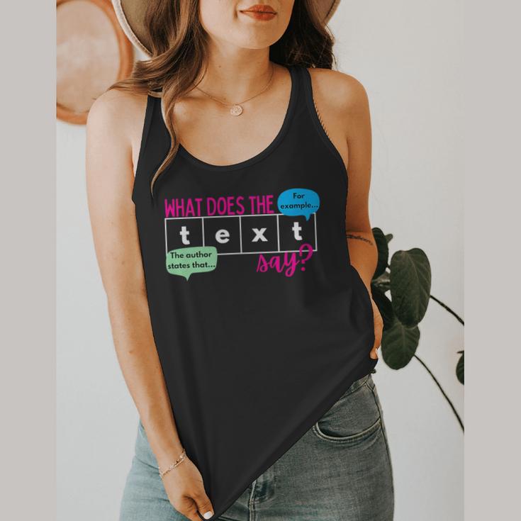 What Does The Text Say Text Evidence Reading Teacher For Men Women Flowy Tank, funny design What Does The Text Say Text Evidence Reading Teacher For Men Women Flowy Tank, funny design