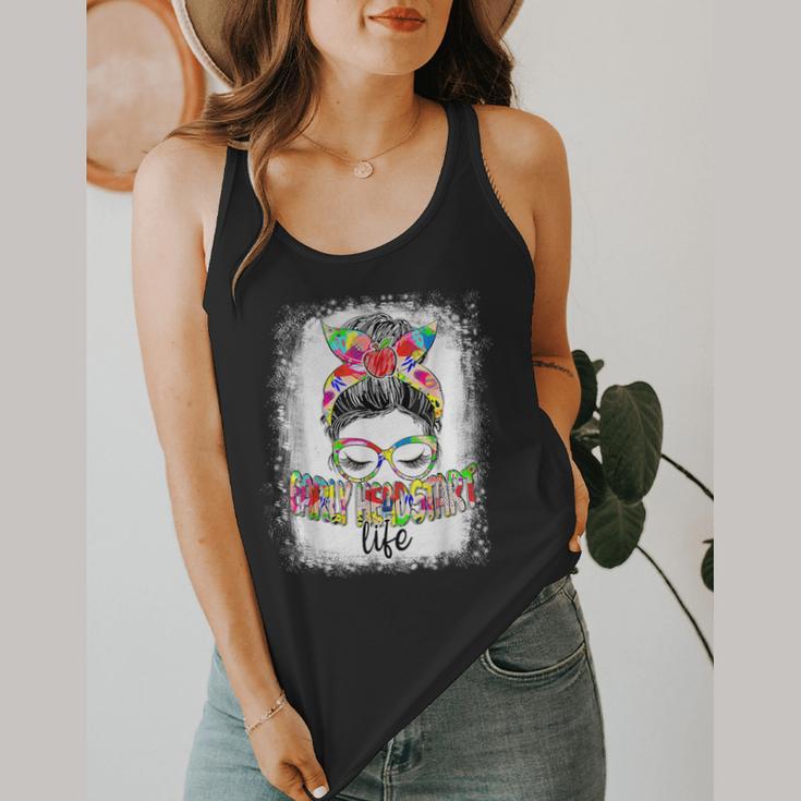 Early Head Start Life Messy Bun Back To School Teacher Women Flowy Tank, funny design
