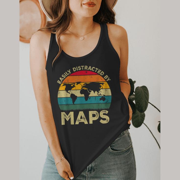 Easily Distracted By Maps Geography Teacher Flowy Tank, funny design Easily Distracted By Maps Geography Teacher Flowy Tank, funny design