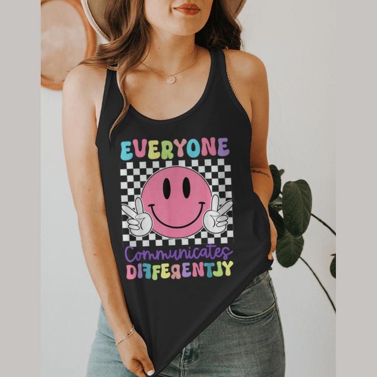 Everyone Communicates Differently Autism Awareness Teacher Flowy Tank, funny design