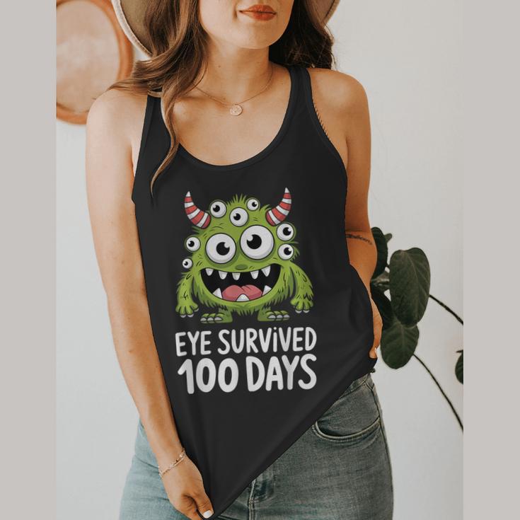 Eye Survived 100 Days Of School Monster Lover Teacher Kids Flowy Tank, funny design