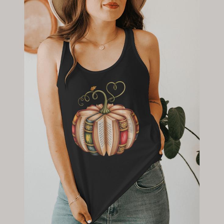Fall Book Pumpkin Fall Librarians Bookworm Teachers Students Flowy Tank, funny design Fall Book Pumpkin Fall Librarians Bookworm Teachers Students Flowy Tank, funny design
