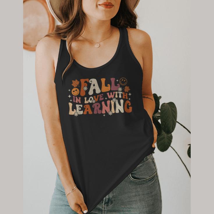 Fall In Love With Learning Autum Thanksgiving Teacher Kids Flowy Tank, funny design
