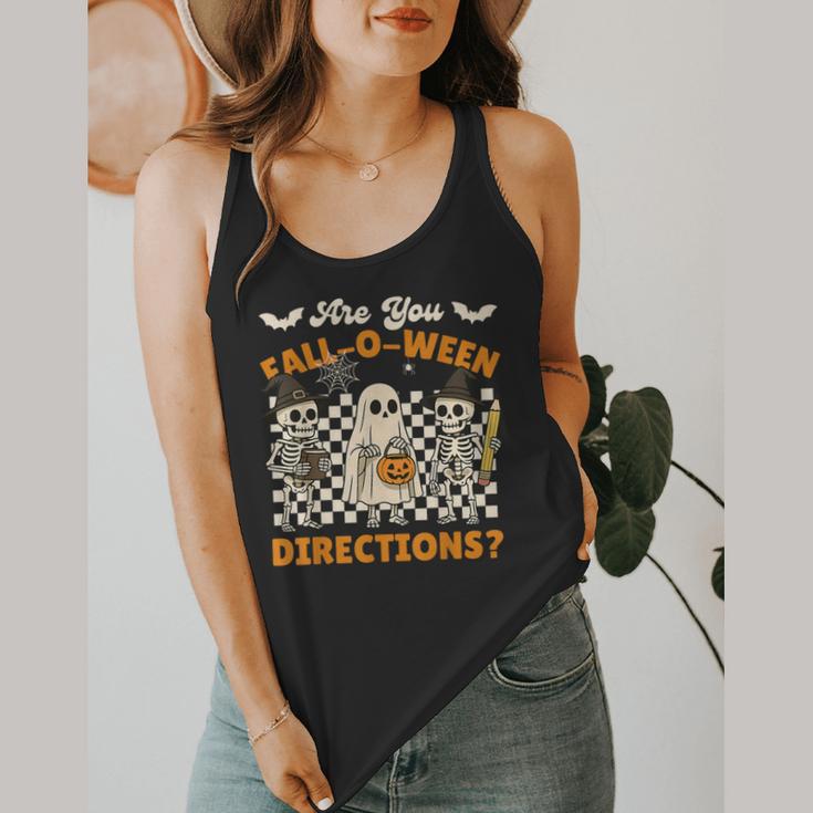 Are You Fall o Ween Directions Halloween Skeleton Teacher Flowy Tank, funny design