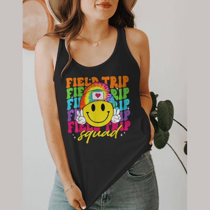 Field Trip Squad Groovy Field Day Smile Face Teacher Tie Dye Flowy Tank, funny design Field Trip Squad Groovy Field Day Smile Face Teacher Tie Dye Flowy Tank, funny design