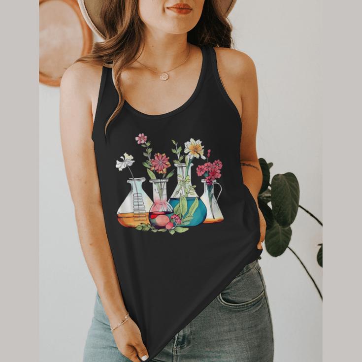 Floral Beakers Chemistry Lab Teacher Flowy Tank, funny design