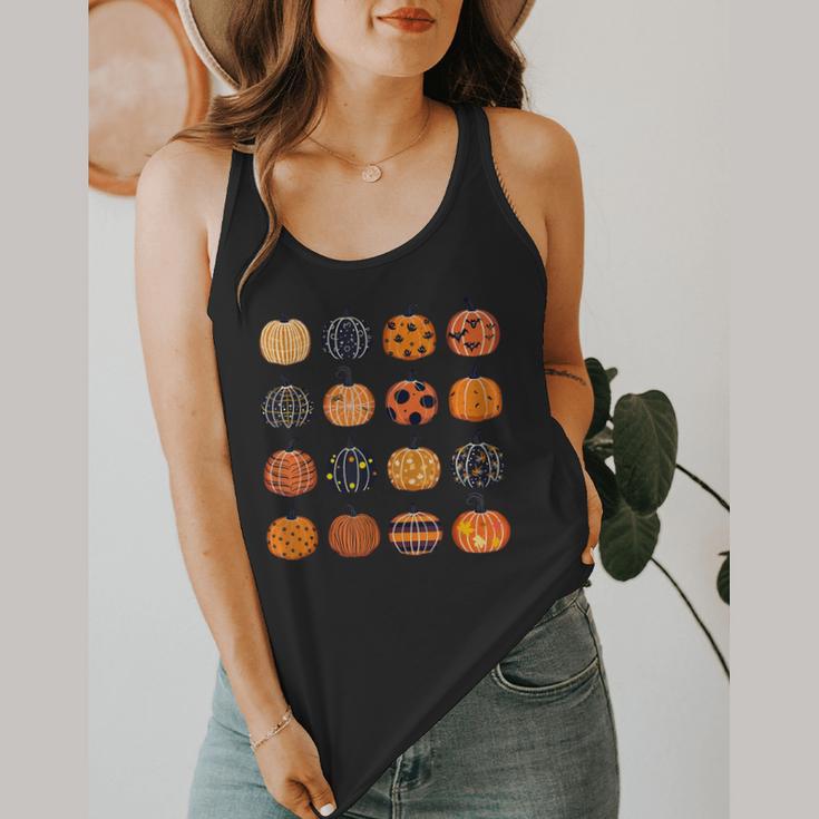 Folk Art Pumpkins Teacher Nurses Admin Witch Halloween Cute Flowy Tank, funny design