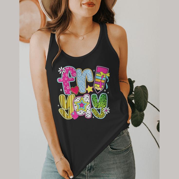Fri-Yay Happy Friday Weekend Teacher Back To School Flowy Tank, funny design
