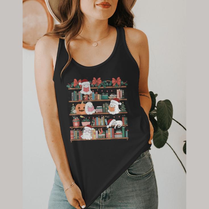 Ghost Christmas Reading Book Lover Library Christmas Teacher Flowy Tank, funny design Ghost Christmas Reading Book Lover Library Christmas Teacher Flowy Tank, funny design