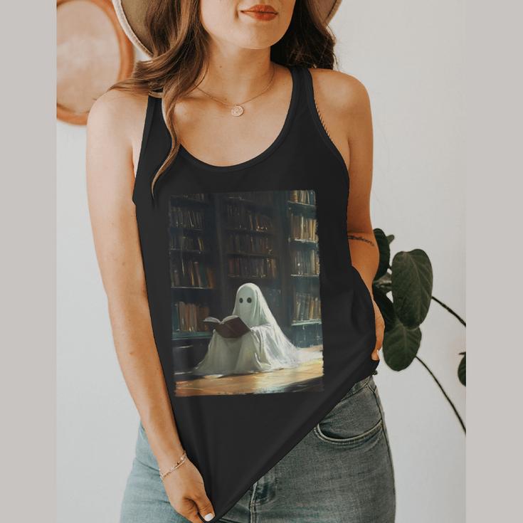 Ghost Library Halloween Book Reading Books Lover Teacher Flowy Tank, funny design Ghost Library Halloween Book Reading Books Lover Teacher Flowy Tank, funny design