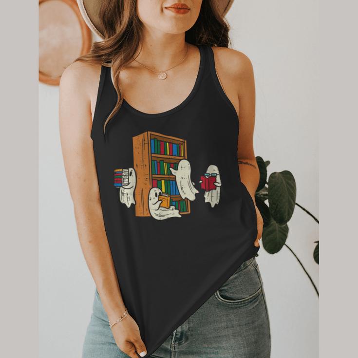 Ghosts Reading Books Teacher Halloween Librarian Boooks Flowy Tank, funny design Ghosts Reading Books Teacher Halloween Librarian Boooks Flowy Tank, funny design