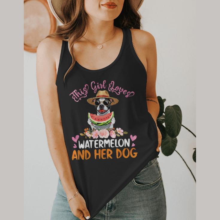 This Girl Loves Watermelon And Her Boston Terrier Dog Mother Flowy Tank, funny design
