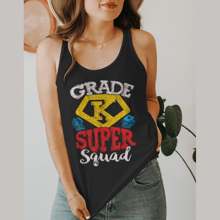 Grade K Super Squad Superhero Kindergarten Teacher Team Flowy Tank, funny design