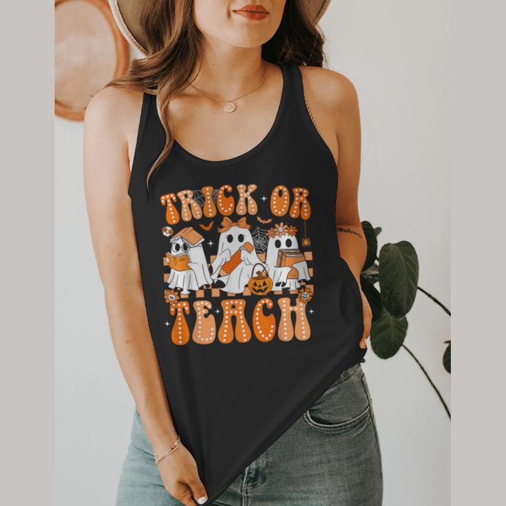 Groovy Teacher Halloween Trick Or Teach Ghost Men Women Kids Flowy Tank, funny design