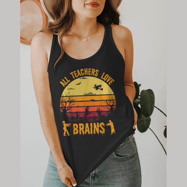Halloween Costume Teacher Love Brains Zombie Flowy Tank, funny design Halloween Costume Teacher Love Brains Zombie Flowy Tank, funny design