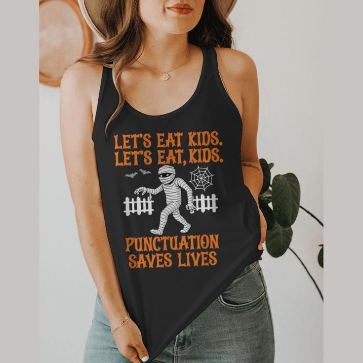 Halloween Lets Eat Kids Punctuation Teacher Flowy Tank, funny design