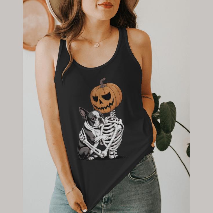 Halloween Skeleton Boston Terrier Flowy Tank, funny design