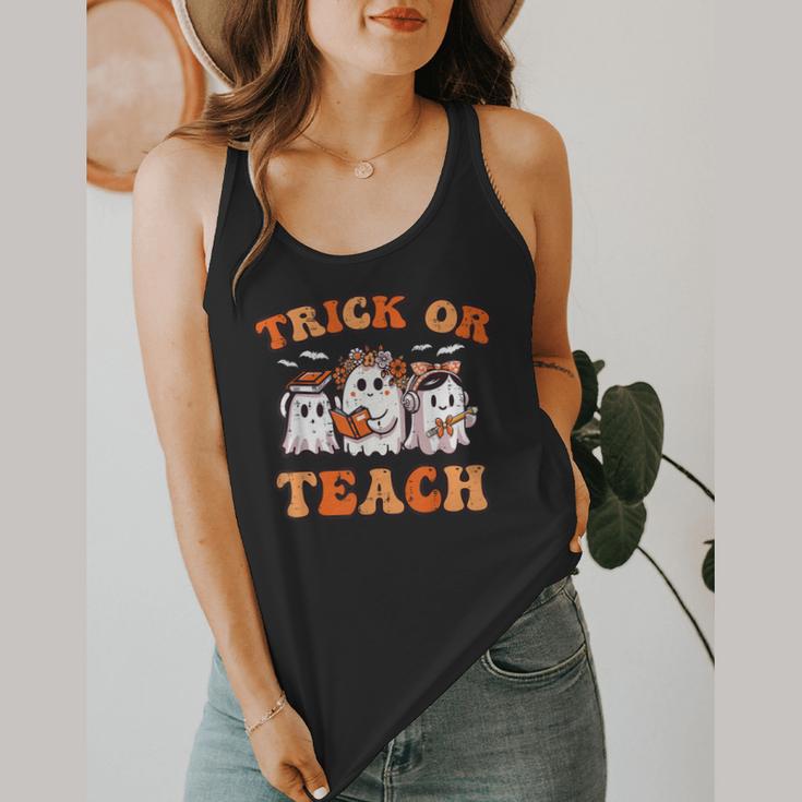Halloween Teacher Ghosts Trick Or Teach Retro Costume Women Flowy Tank, funny design