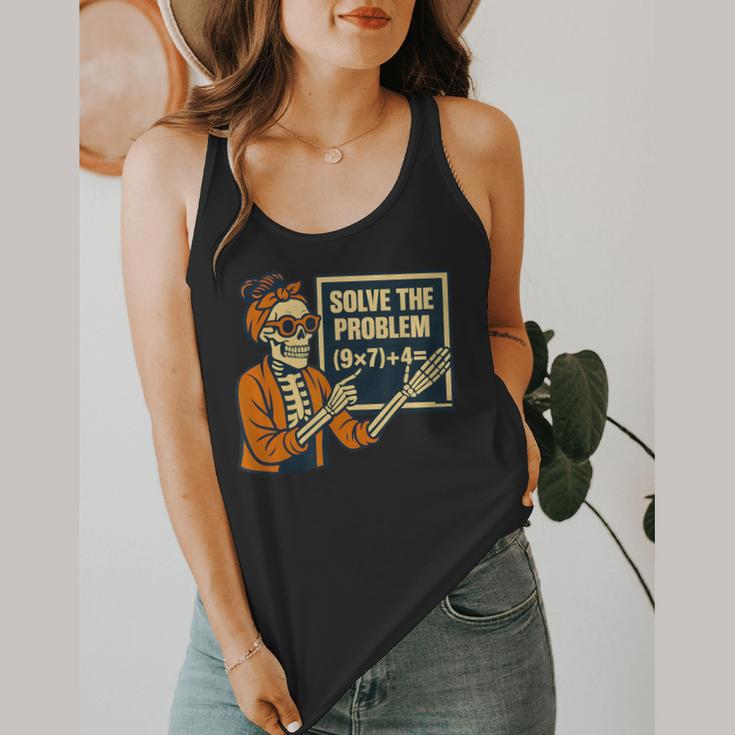 Halloween Teacher Six Seven Meme 6 7 Skeleton Spooky Costume Flowy Tank, funny design