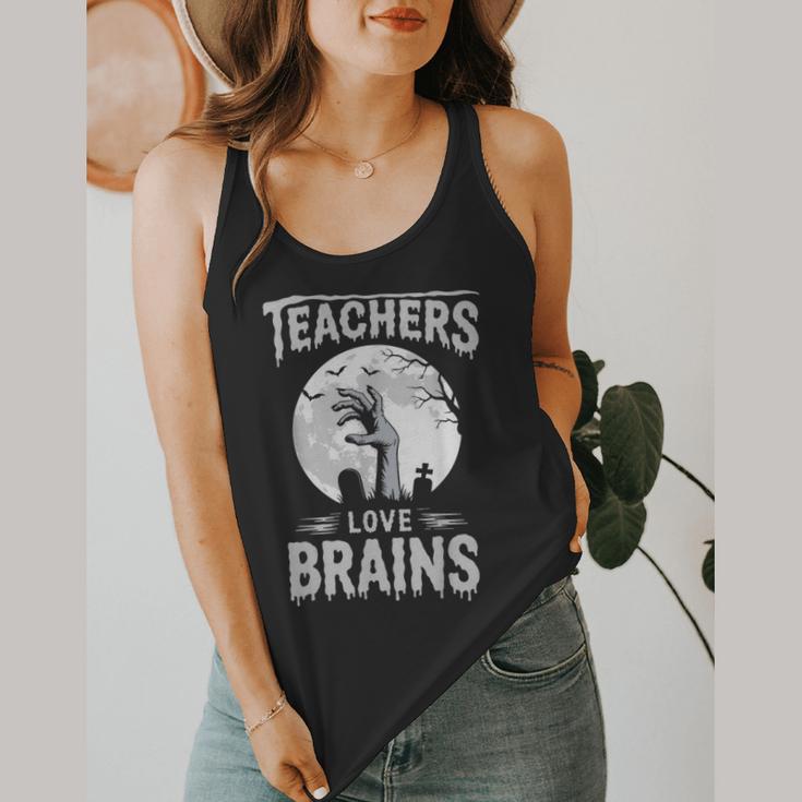 Halloween Teacher Tshirts Zombie Teachers Love Brains Flowy Tank, funny design