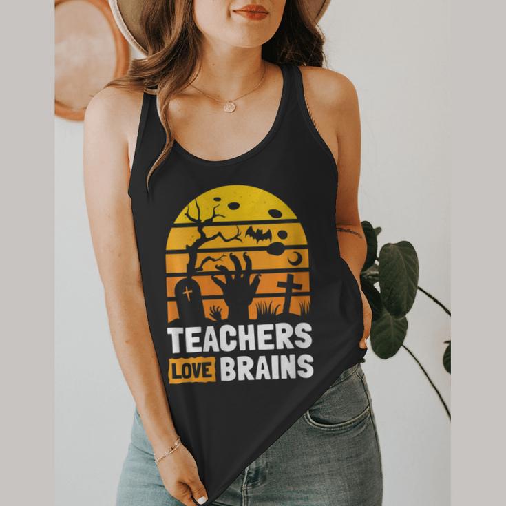 Halloween Teachers Science Math Teachers Love Brains Flowy Tank, funny design