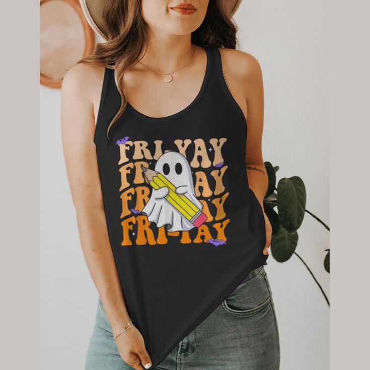 Happy Fri-Yay Friday Lovers Groovy Teacher Life Halloween Flowy Tank, funny design Happy Fri-Yay Friday Lovers Groovy Teacher Life Halloween Flowy Tank, funny design