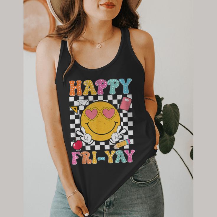 Happy Fri-Yay Groovy Teacher Friday Weekend Fri Yay Flowy Tank, funny design