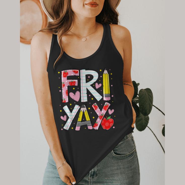 Happy Fri-Yay Teacher Back To School Friday Lovers Flowy Tank, funny design Happy Fri-Yay Teacher Back To School Friday Lovers Flowy Tank, funny design