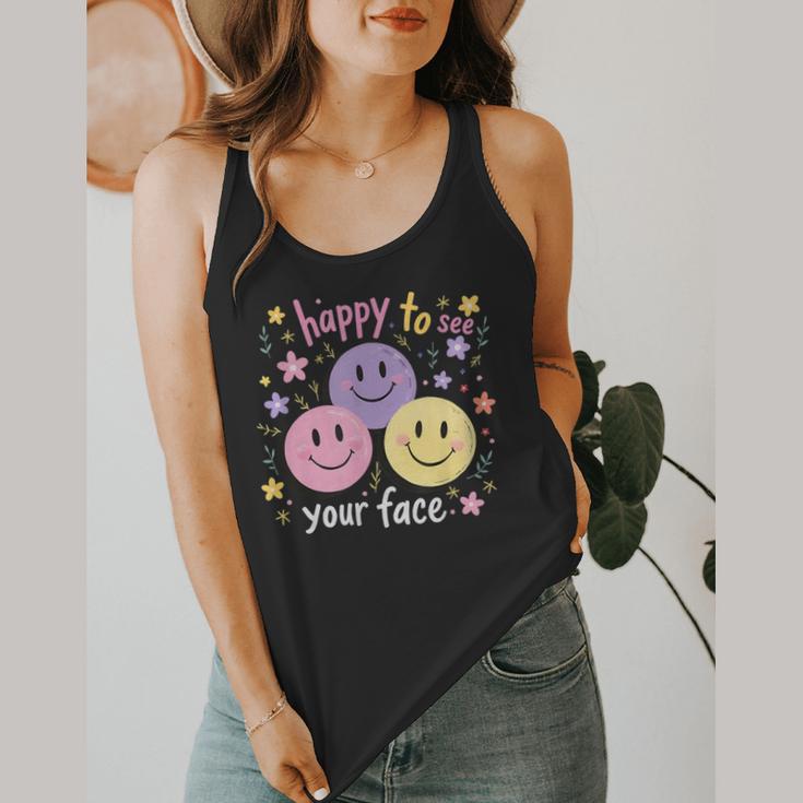 Happy To See Your Face Smile Face Teacher Back To School Flowy Tank, funny design Happy To See Your Face Smile Face Teacher Back To School Flowy Tank, funny design