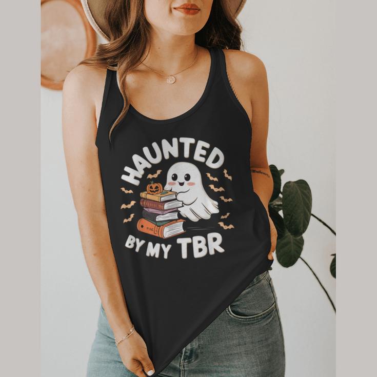 Haunted By My TBR Cute Ghost Book Reading Teacher Halloween Flowy Tank, funny design