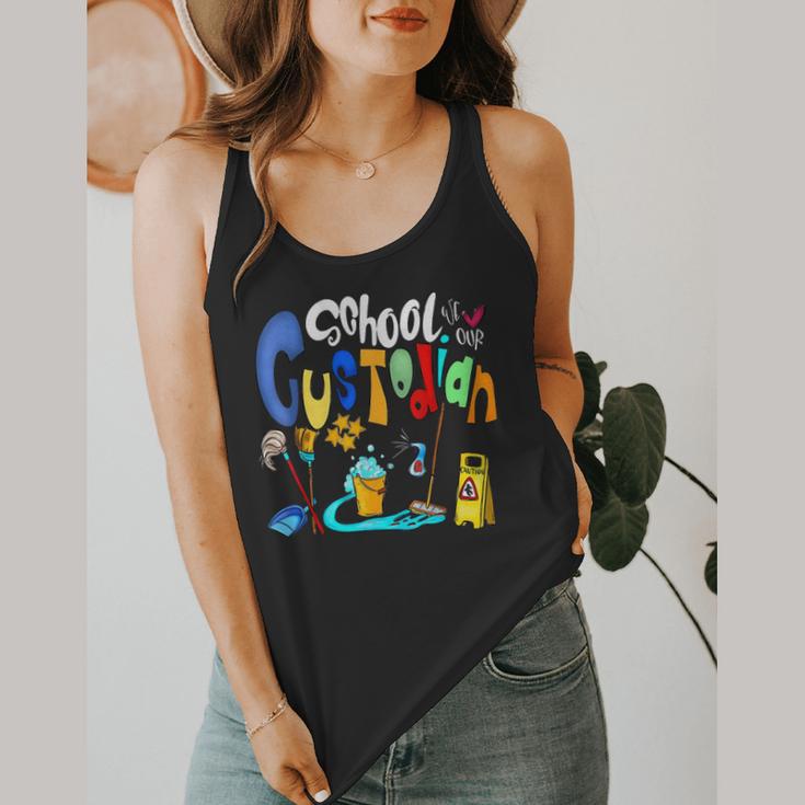 We Heart Love Our School Custodian For Teacher & Kids Flowy Tank, funny design We Heart Love Our School Custodian For Teacher & Kids Flowy Tank, funny design