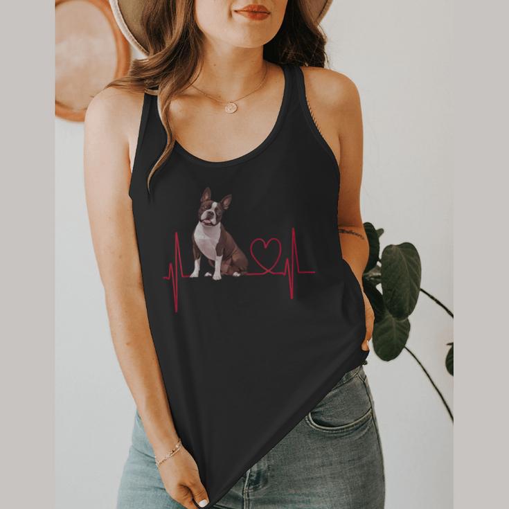 Heartbeat Boston Terrier Dog Flowy Tank, funny design