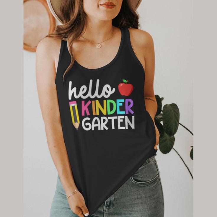 Hello Kindergarten Team Kinder Back To School Teacher Kids Flowy Tank, funny design