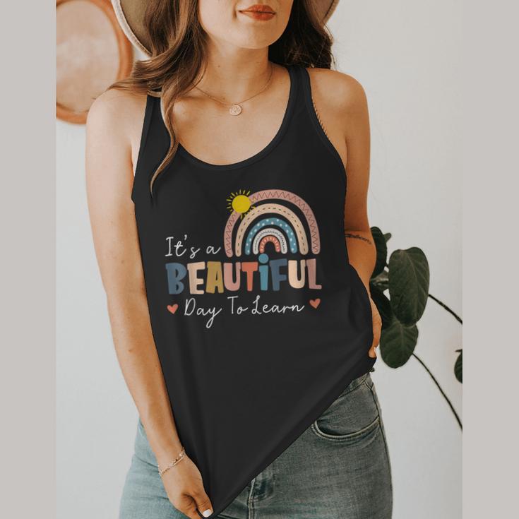 It's A Beautiful Day To Learn Cute Rainbow Boho Teacher Flowy Tank, funny design