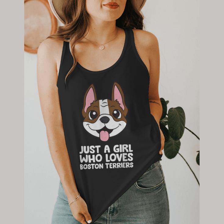 Just a Girl Who Loves Boston Terriers Flowy Tank, funny design