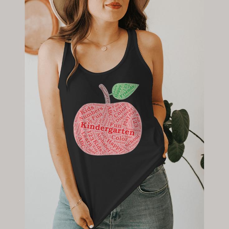 Kindergarten Apple Word Art For Teachers & Students Flowy Tank, funny design Kindergarten Apple Word Art For Teachers & Students Flowy Tank, funny design