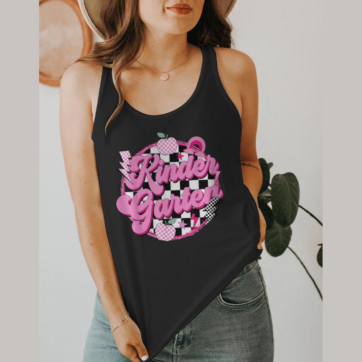 Kindergarten Teacher Women Checkered First Day Of School Flowy Tank, funny design Kindergarten Teacher Women Checkered First Day Of School Flowy Tank, funny design