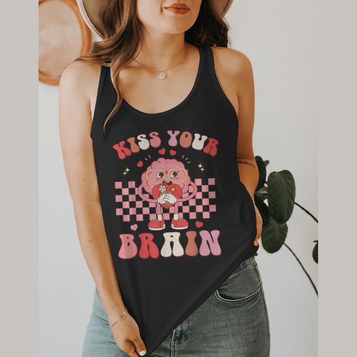 Kiss Your Brain Valentines Test Day Teacher Squad Kids Flowy Tank, funny design