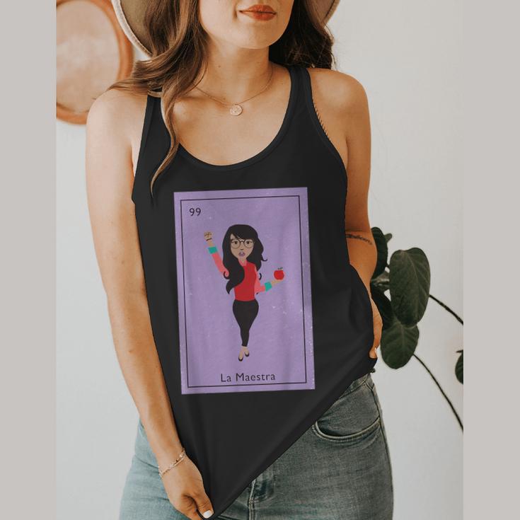 La Maestra Mexican Bingo Card Teacher Lottery Card Flowy Tank, funny design La Maestra Mexican Bingo Card Teacher Lottery Card Flowy Tank, funny design