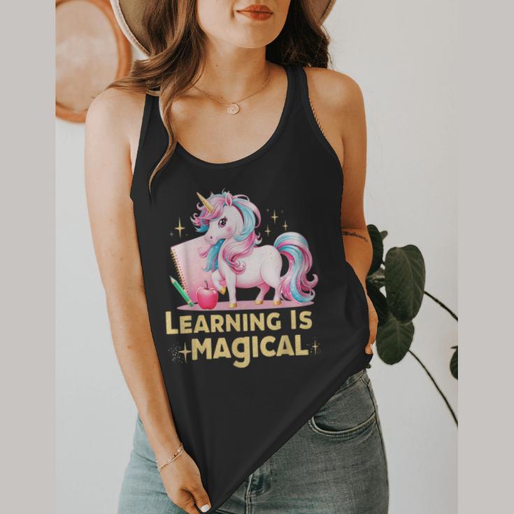 LEARNING IS MAGICAL TEACHER UNICORN BACK TO SCHOOL UNICORN Flowy Tank, funny design LEARNING IS MAGICAL TEACHER UNICORN BACK TO SCHOOL UNICORN Flowy Tank, funny design