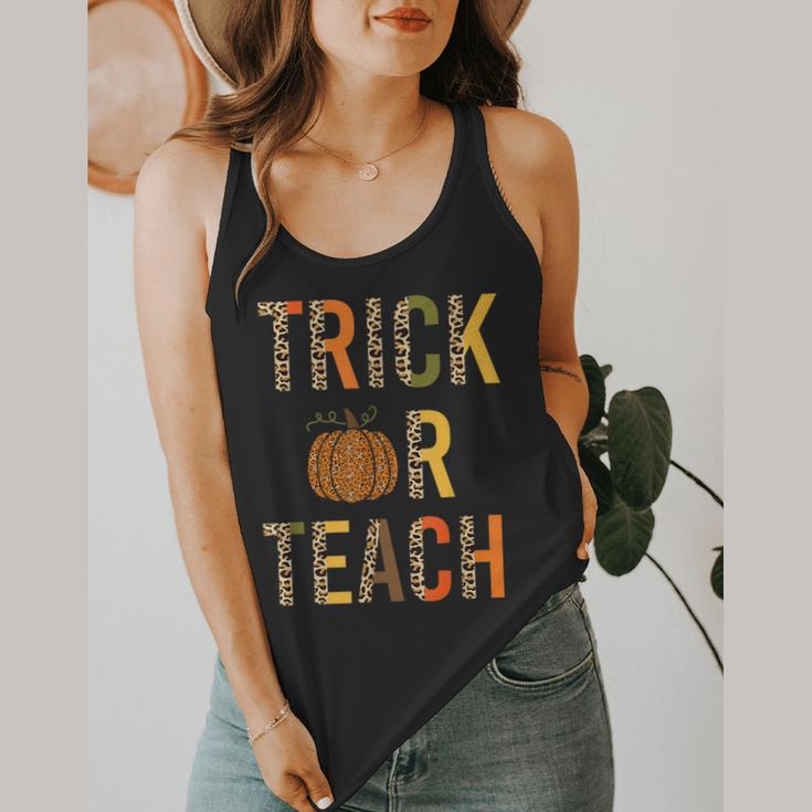 Leopard Trick Or Teach Halloween Teacher Costume Women Flowy Tank, funny design