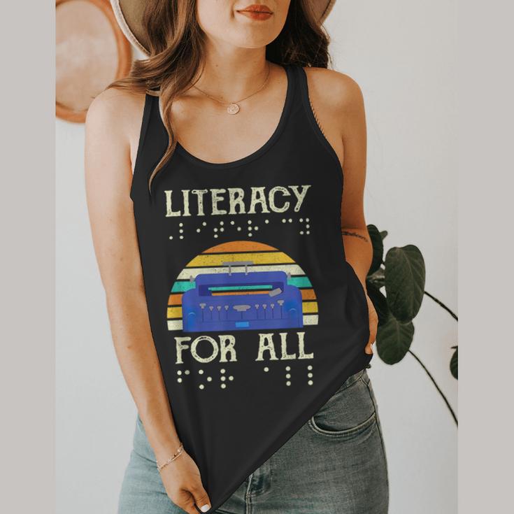 Literacy For All Visually Impaired Braille Teacher The Blind Flowy Tank, funny design Literacy For All Visually Impaired Braille Teacher The Blind Flowy Tank, funny design