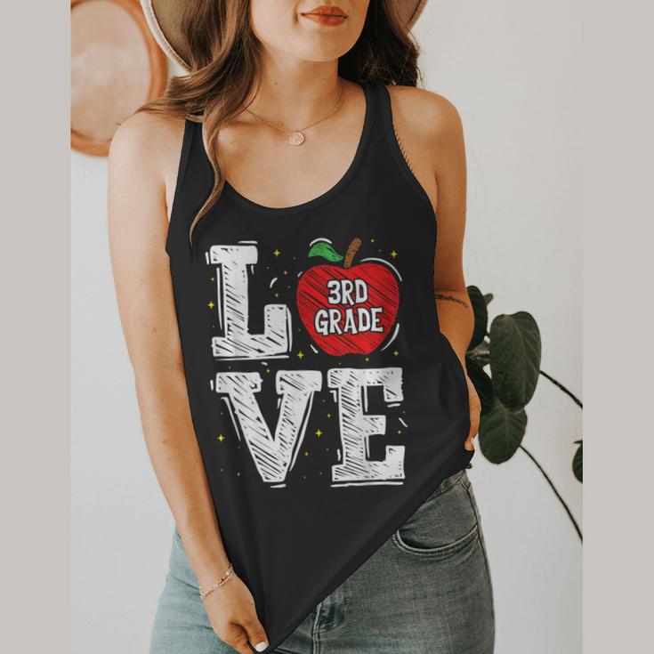 LOVE Apple 3rd Grade Teacher Student School Flowy Tank, funny design LOVE Apple 3rd Grade Teacher Student School Flowy Tank, funny design